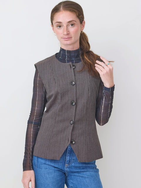 Menea, Dark Brown Pinstripe