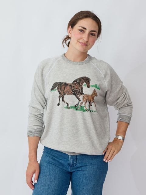 College Sweatshirt, Running Horses