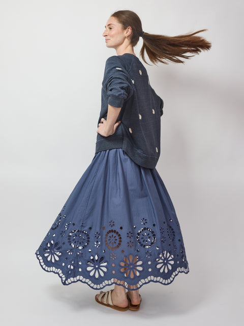 Slouch Sweatshirt, Blue Daisy