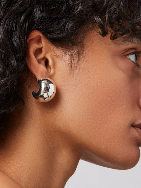 Gemma Hoops, high polish silver