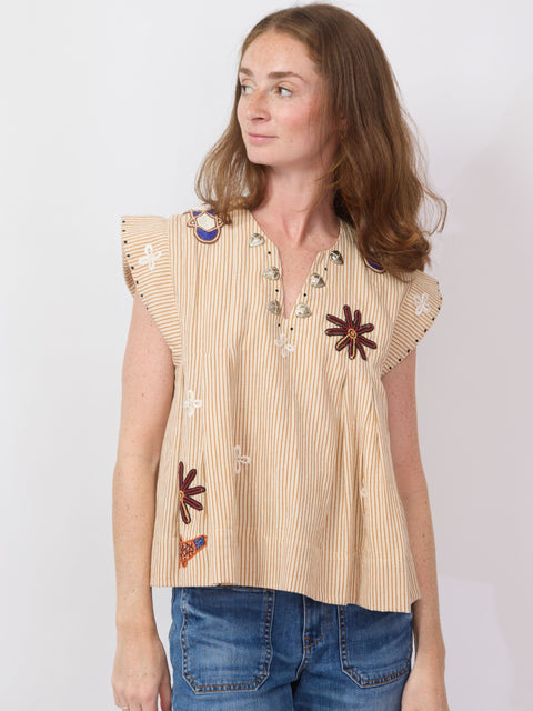 Nadine Coin Top, Cedar