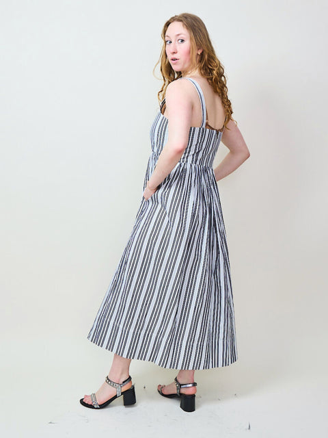 Reyes Dress, Parchment Stripe
