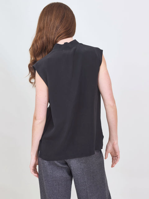 Asymmetric Silk Top, black