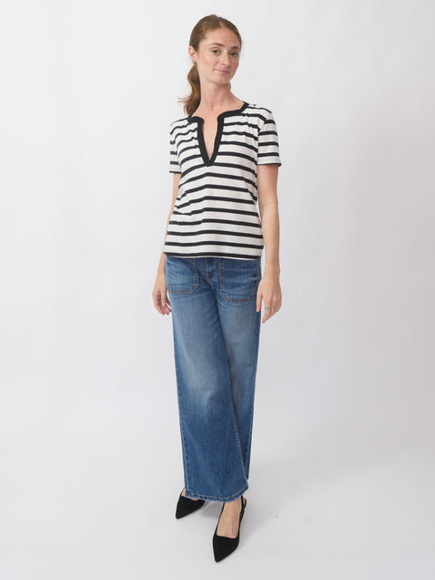Classic Henley, White/Black