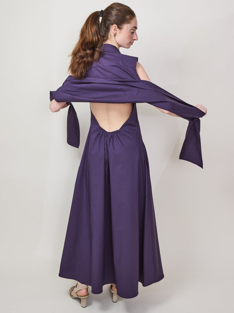 Cinch Waist Sleeveless Dress, purple
