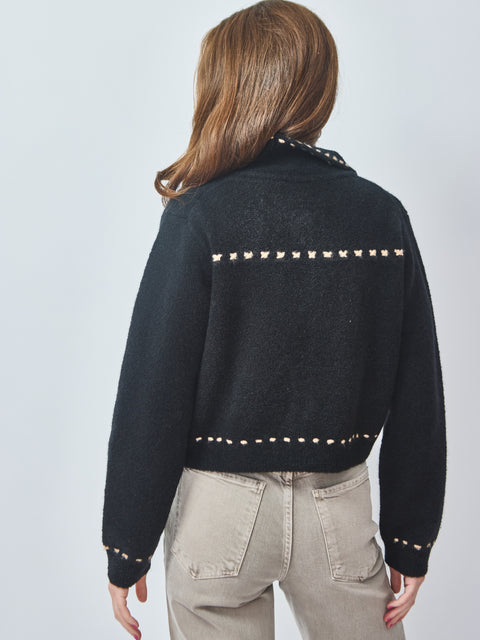 Collar Cardigan, Noir/Sweet Pie