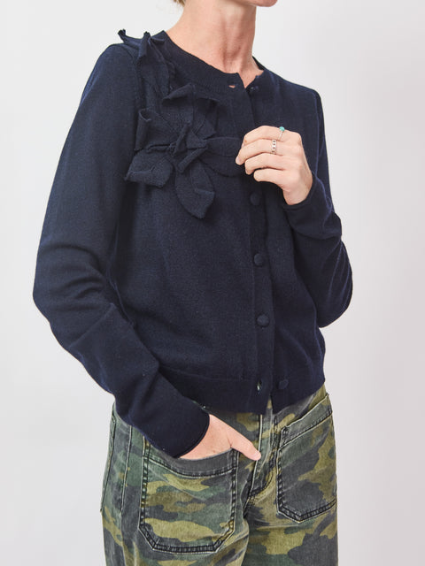 Applique Cardigan, Deep Night