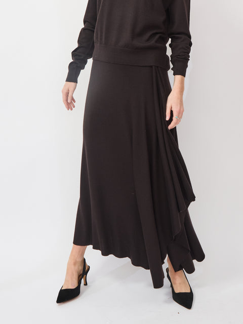 Skirt with Cascade, Espresso