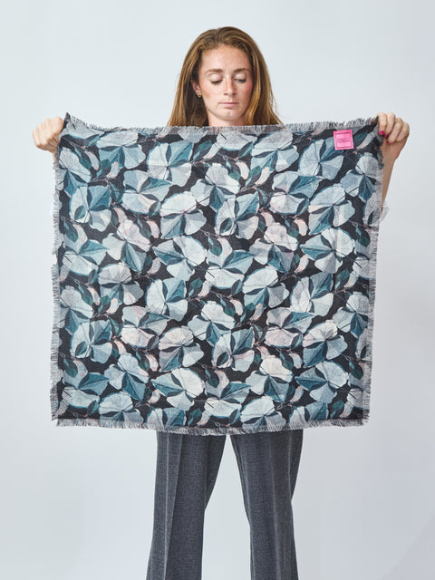 Black Poppy Reversible Wool bandana