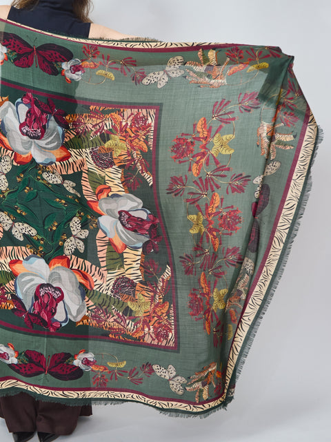 Natural Camouflage Silk & Wool Scarf