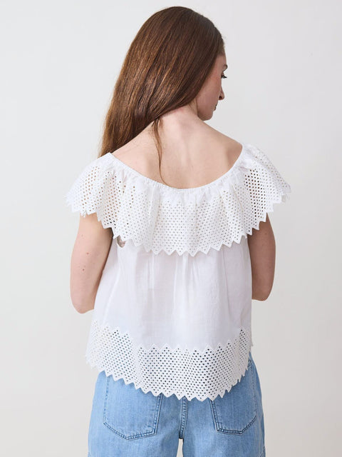 Westport Eyelet Top, White