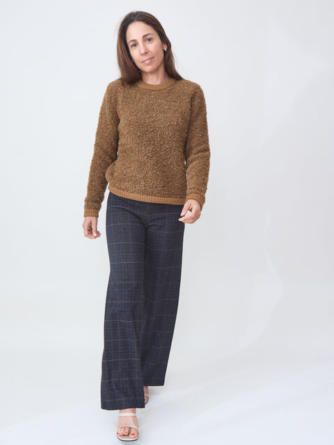 Round Neck Boucle, tobacco