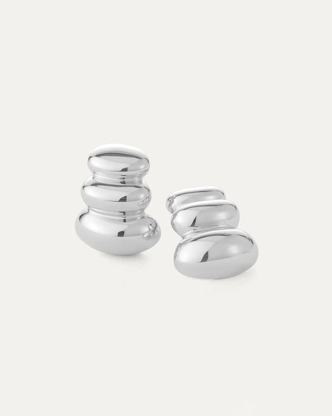 Non-Stop Earrings, high polish silver