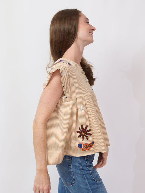 Nadine Coin Top, Cedar
