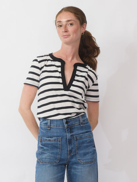 Classic Henley, White/Black