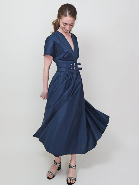 Buckle Waist Dress, navy