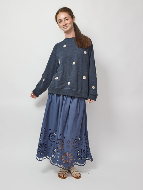 Slouch Sweatshirt, Blue Daisy