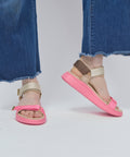 Line Tricolor Sandal, Rasberry Multi