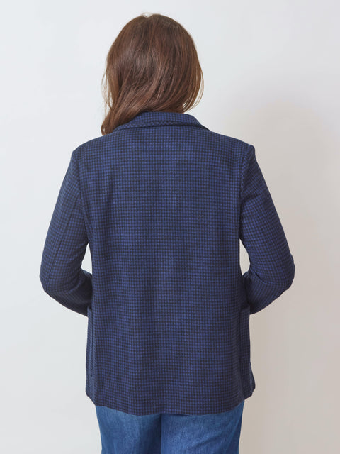 Boyfriend Blazer, black/blue houndstooth