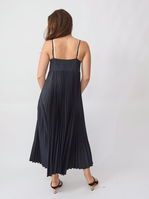 Pleated Two-Piece Dress, Paris Blue