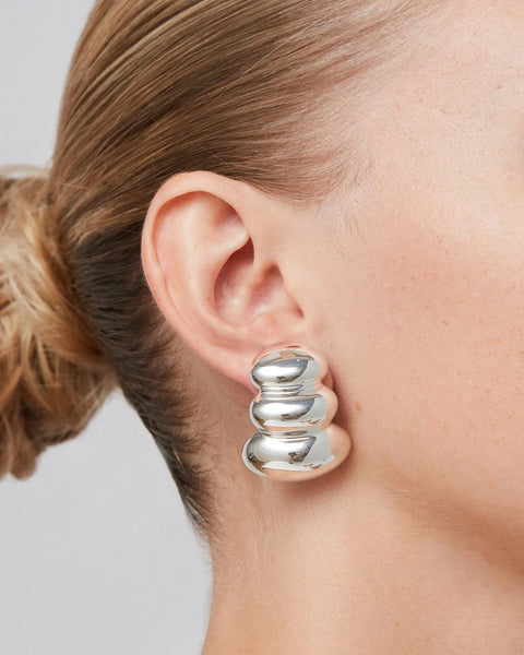 Non-Stop Earrings, high polish silver