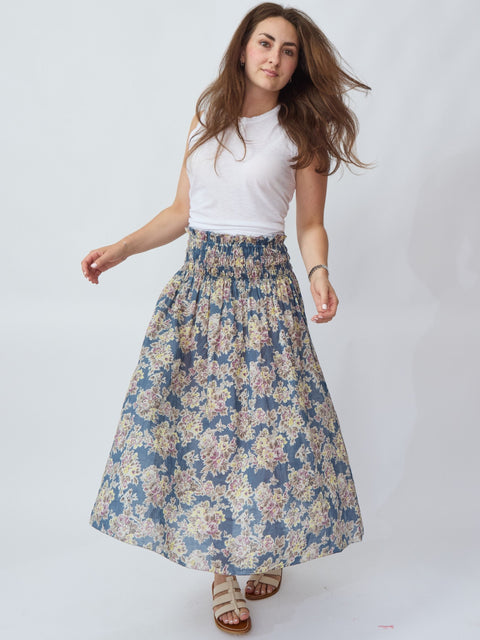 Canary Skirt, Indigo Floral
