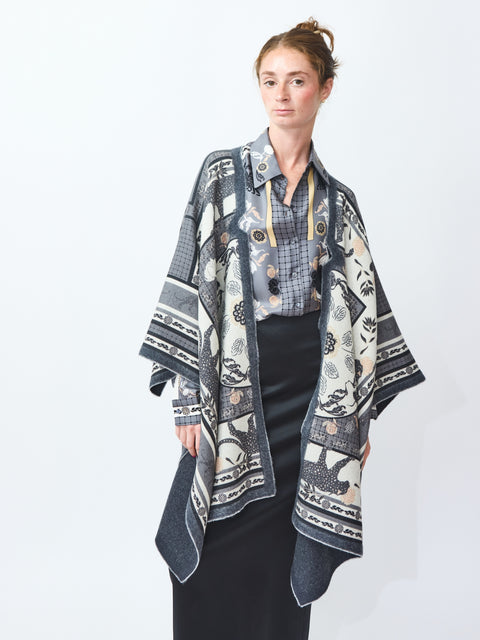 Roses & Cats Wool Cape