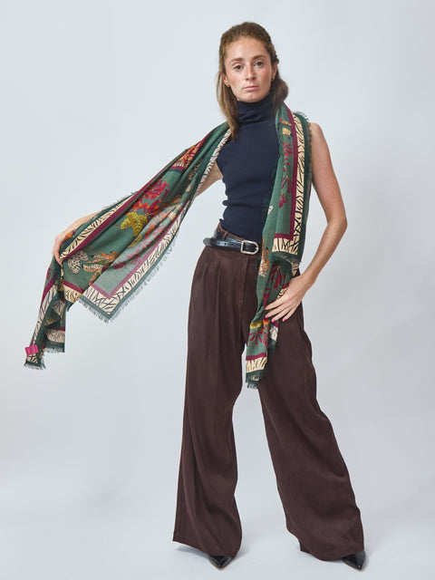 Natural Camouflage Silk & Wool Scarf