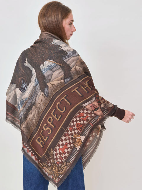 Secrets of the Bison, 135cm wool/silk, saguine