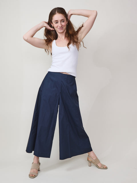 Cropped Culottes, navy