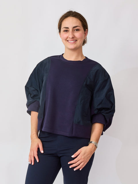 Mixed Media Sweatshirt, Paris Blue