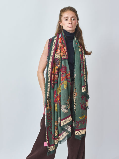 Natural Camouflage Silk & Wool Scarf