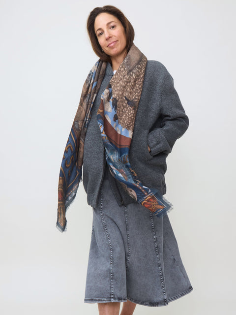 Secrets of the Bison, 135cm wool/silk, chambray