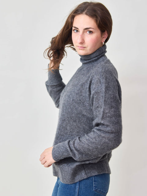Tissue Weight Turtleneck, Charcoal