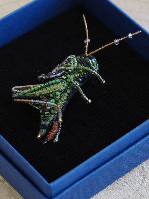 Two Stripped Grasshopper Brooch