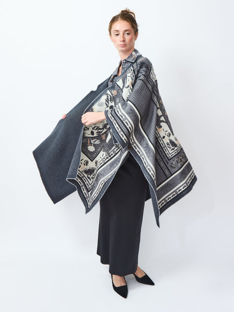 Roses & Cats Wool Cape