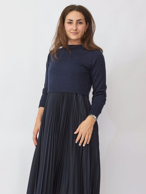 Pleated Two-Piece Dress, Paris Blue