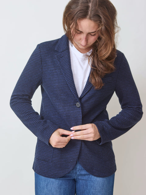 Boyfriend Blazer, black/blue houndstooth