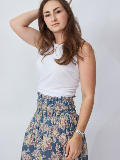 Canary Skirt, Indigo Floral