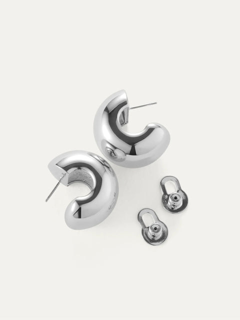 Gemma Hoops, high polish silver