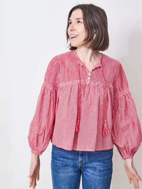 Vivienne Top, Red Gingham