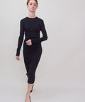 Cotton Dress w/ Gathered Side, black
