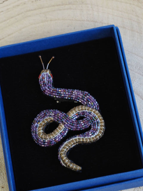 Amethyst Snake Brooch