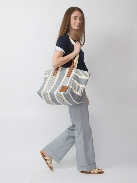 Riviera Tote, Blue Stripe