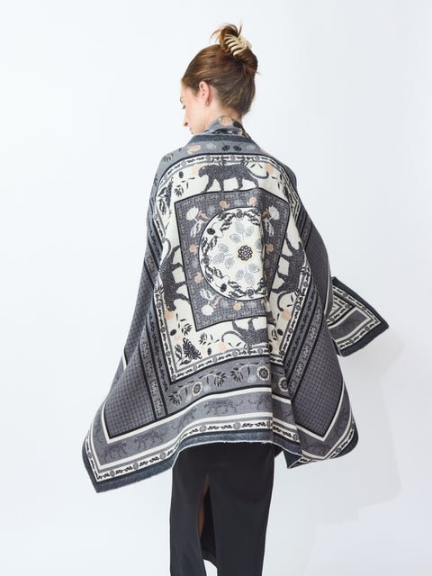 Roses & Cats Wool Cape