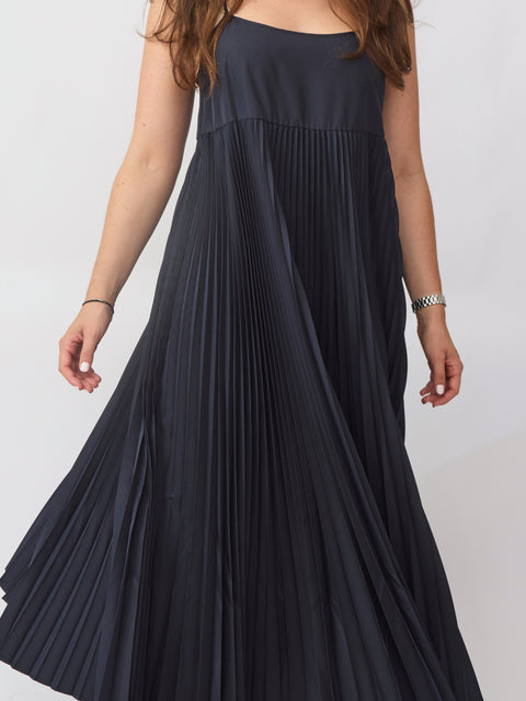 Pleated Two-Piece Dress, Paris Blue
