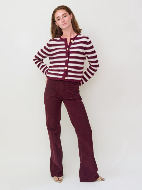 Textured Stripe Cardigan, sloe gin