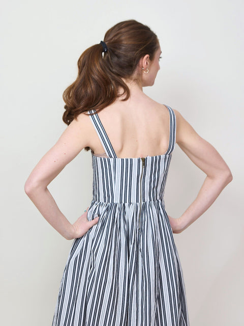 Reyes Dress, Parchment Stripe