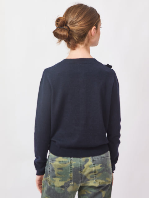 Applique Cardigan, Deep Night