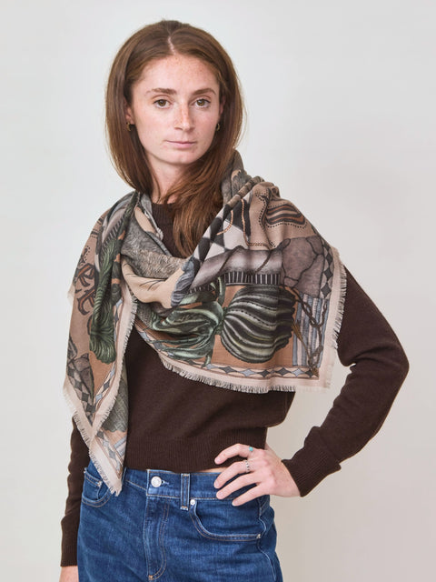 Wolf You Feed, 135cm wool/silk, desert